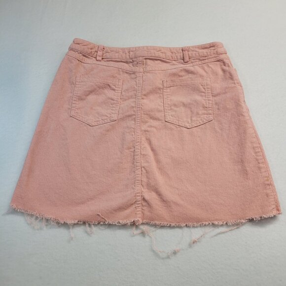 Altar'd State Size Medium Pink Corduroy Frayed Mini Skirt‎ Summer Flirty Pretty - Picture 5 of 7